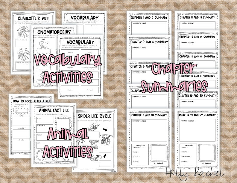 Charlotte's Web novel study activities by chapter