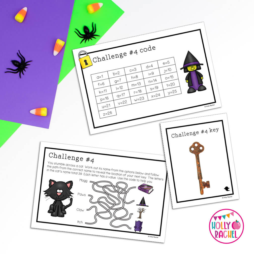 addition halloween escape room card and code